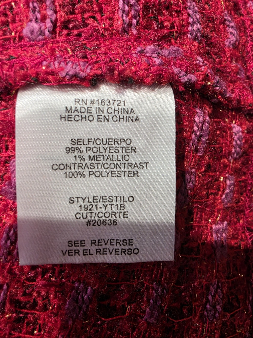 City Studio Red Tweed Mini Dress Jacket NWOT SZ 15/16 image 5